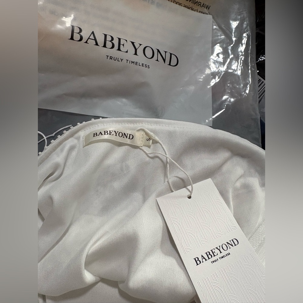 MWT BABEYOND Women's Beaded Sequin V -Neck Mini Slip Dress Size S White - Picture 5 of 5